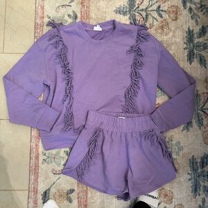 Purple Sweatset with fringe